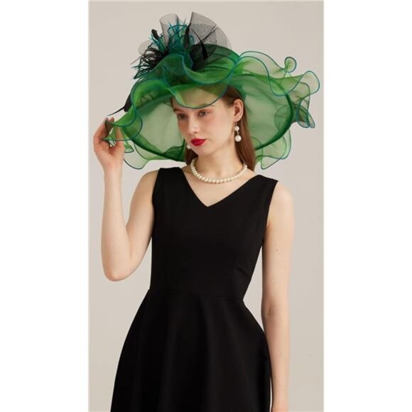 Women's Kentucky Derby Church Dress Hat 03-grass Green - Picture 6 of 7
